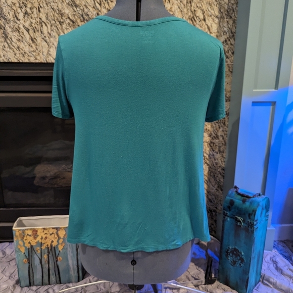 Teal tee with sheer neck/chest - L - Picture 3 of 3